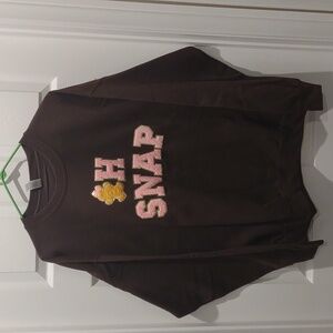 Brown Crewneck sweatshirt Unisex Size XL Gingerbread Man Oh Snap Chenille Patch